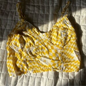 Rue21 Yellow and White Checkered Crop Top